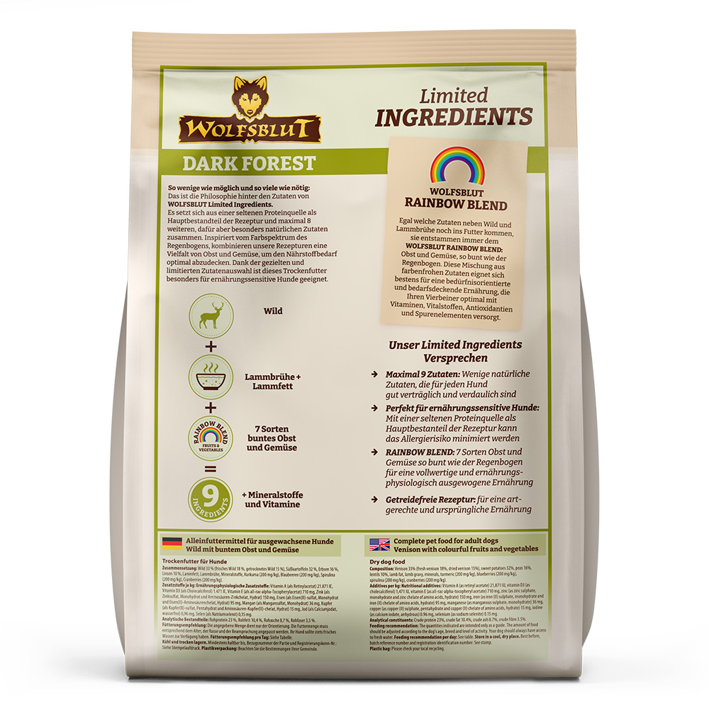 Wolfsblut Dog Limited Ingredients Dark Forest - dziczyzna i bataty 1kg - obrazek 3