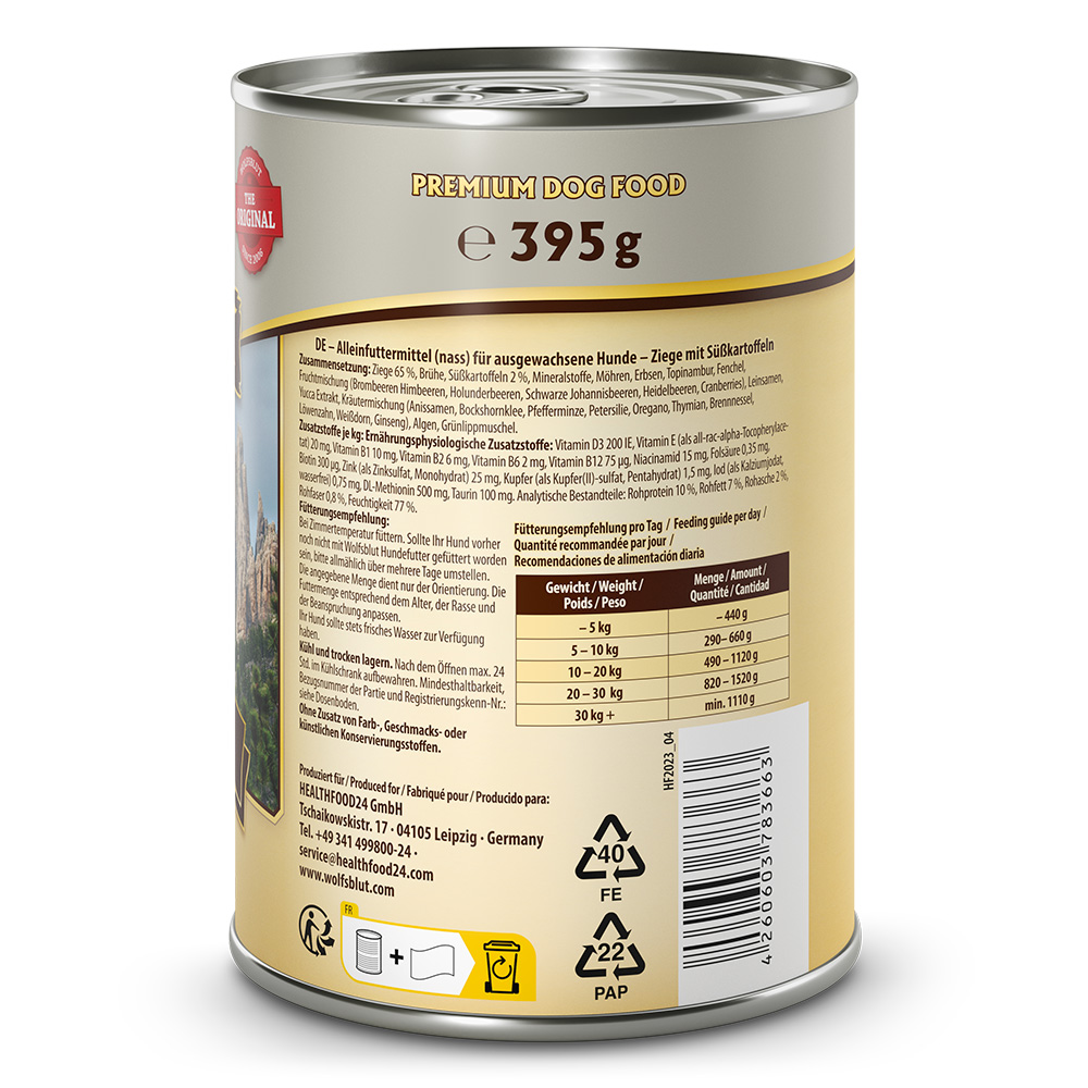Wolfsblut Dog Grey Peak - koza i bataty puszka 395g - obrazek 2